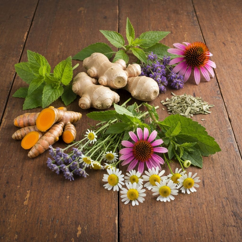 Verschiedene Heilkräuter und Pflanzen